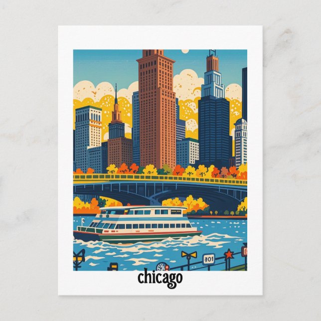 Anpassningsbar Chicago Vykort (Framsida)