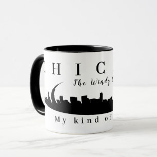 Anpassningsbar Chicago, Windy City, Skyline Silhou Mugg