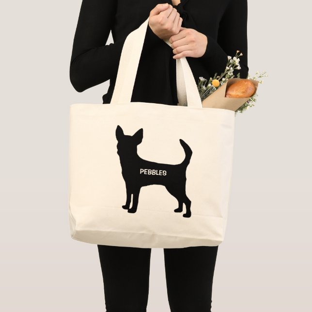 ANPASSNINGSBAR Chihuahua Hund aveln Silhouette Jumbo Tygkasse (Framsida (produkt))
