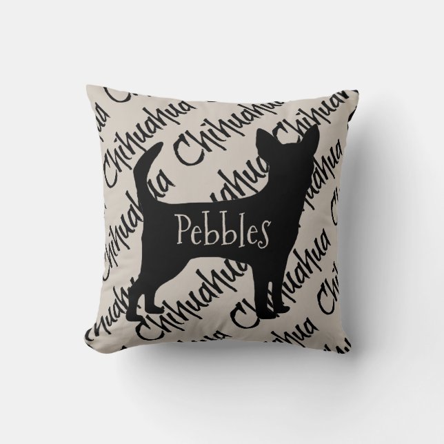 Anpassningsbar Chihuahua Hund Silhouette Kudde (Framsida)