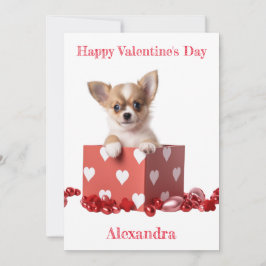 Anpassningsbar Chihuahua Puppy Heart Box Valentine Julkort