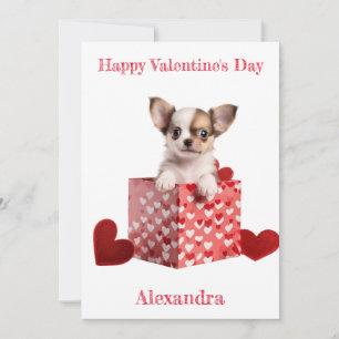 Anpassningsbar Chihuahua Puppy Red Hearts Box Vale Julkort