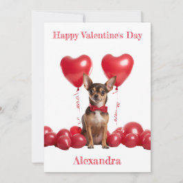 Anpassningsbar Chihuahua Red Heart Balloins Valent Julkort