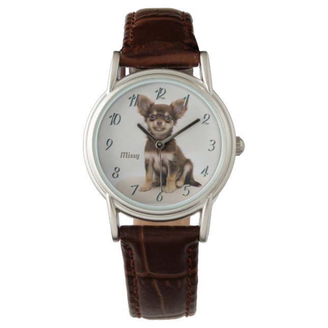 Anpassningsbar Chihuahua Watch (lägg till en namn) Armbandsur (Framsida)