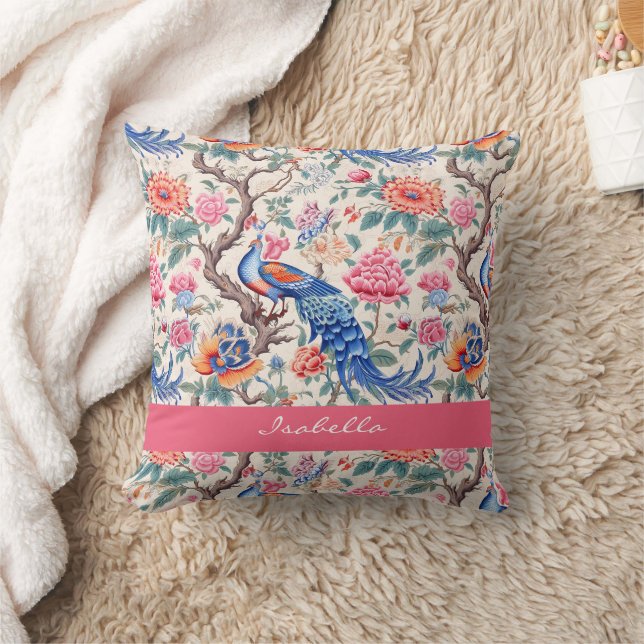 Anpassningsbar Chinoiserie Asian Blommigt Ligcape  Kudde (Filt)