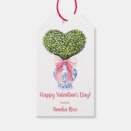 Anpassningsbar Chinoiserie Heart Topiary Valentine Presentetikett