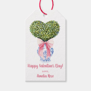 Anpassningsbar Chinoiserie Heart Topiary Valentine Presentetikett