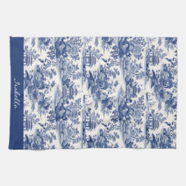 Anpassningsbar Chinoiserie Mönster Pagoda Blue Whi Kökshandduk