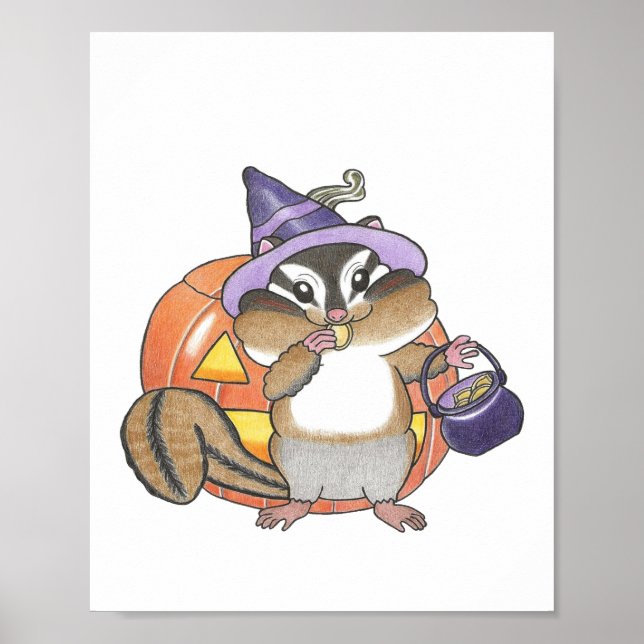 Anpassningsbar Chipmunk Halloween Animal Nursery P Poster (Framsidan)