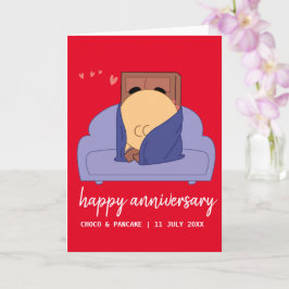 Anpassningsbar Choco & Pancake Lycklig Bröllop-års Kort