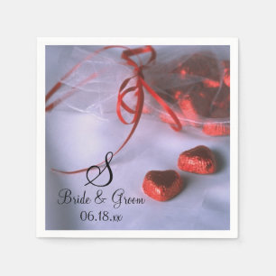 Anpassningsbar Chocolate Bröllop Hearts Monogram N Pappersservett