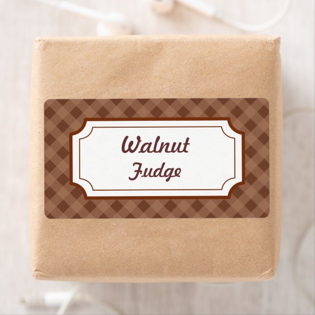 Anpassningsbar Chocolate Gingham-etiketter Fraktsedel (Insitu)