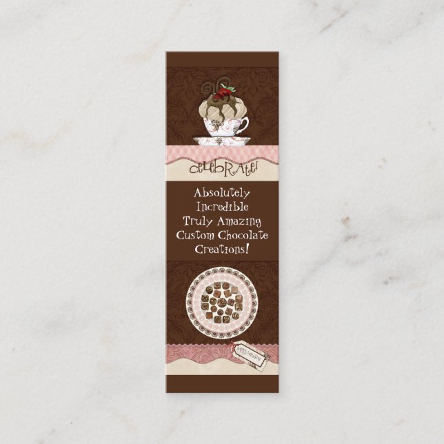 Anpassningsbar Chocolate Sweet Shoppe-Affärskort Mini Visitkort (Framsida)
