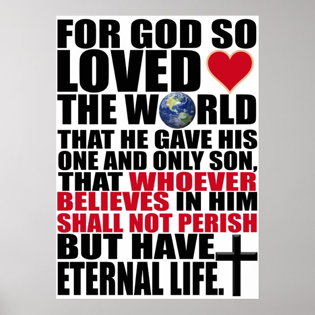 Anpassningsbar Christian John 3:16 Bible Verse Pos Poster (Framsidan)
