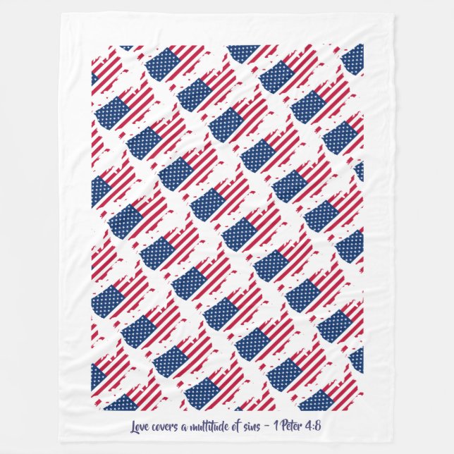 Anpassningsbar Christian Quote American Flagga Fleecefilt (Framsidan)