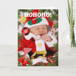 Anpassningsbar CHRISTMAS BABY SANTA SEASON'S HÄLSN Helgkort