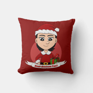 Anpassningsbar christmas-flicka tecknad dekorativ kudde