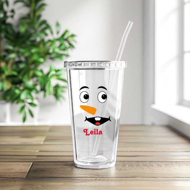 Anpassningsbar christmas Namn & Snögubbe Ansikte a Take Away Mugg (Skapare uppladdad)