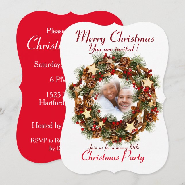 Anpassningsbar CHRISTMAS PARTY INVITATION SEASONS  Inbjudningar (Fram/baksida)