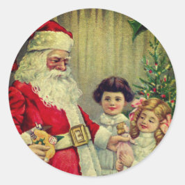 ANPASSNINGSBAR CHRISTMAS STICKER VINTAGE ILLUSTRAT RUNT KLISTERMÄRKE