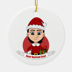 Anpassningsbar christmas-tecknad av keramiska pryd julgransprydnad keramik