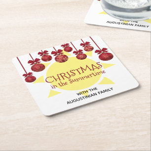 Anpassningsbar CHRISTMAS UNDER SUMMERTIDEN Underlägg Papper Kvadrat