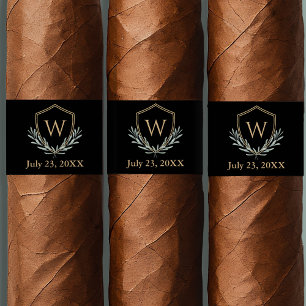 Anpassningsbar Cigar Band med Monogram Vapensköld Returadress Etikett