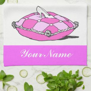 Anpassningsbar Cinderella Glass Slipper Rosa Towel Kökshandduk