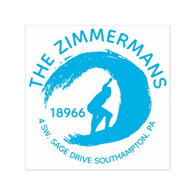 Anpassningsbar Circular Surfa Vågar Family Namn Självfärgande Stämpel (Design)