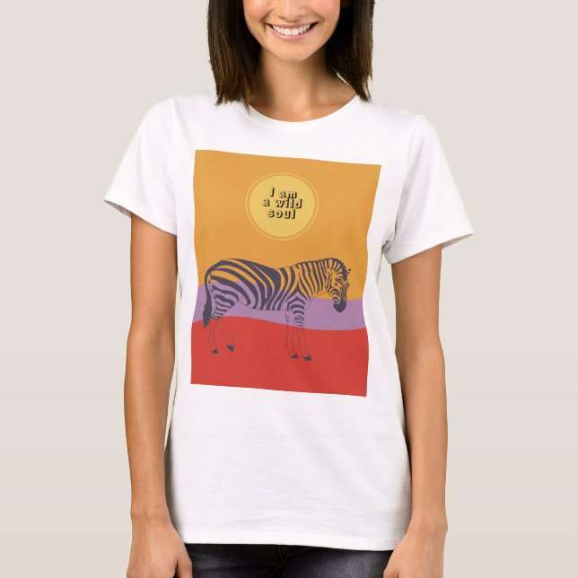 Anpassningsbar citerar zebra safari modern själ t- t shirt (Framsida)