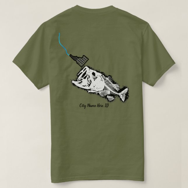 ANPASSNINGSBAR CITY NAMN 1 BAD BASS STRIKID PATRIO T SHIRT (Design baksida)