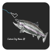 ANPASSNINGSBAR CITY NAMN STEELHEAD HÄR FISKET STK-