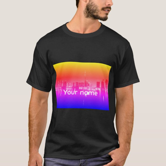 Anpassningsbar City View T-Shirt - Personlig Namn  (Framsida)