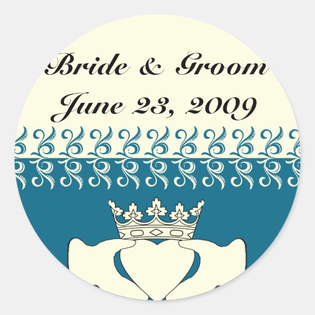 Anpassningsbar Claddagh Runt Klistermärke (Framsida)