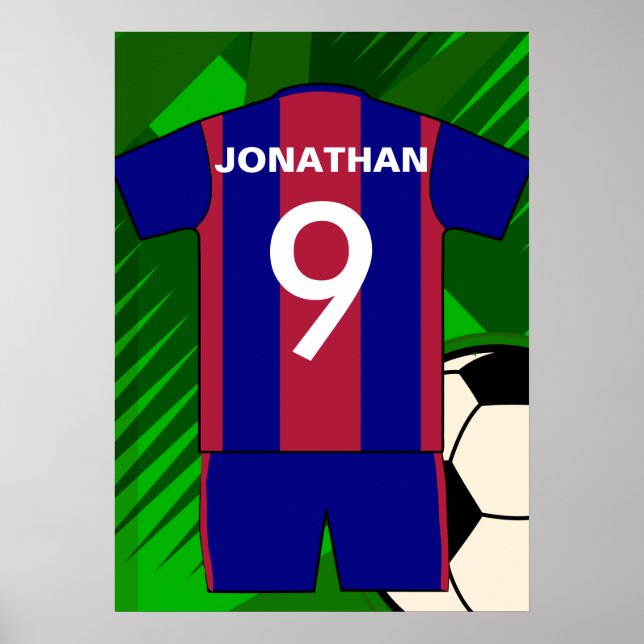Anpassningsbar Claret och Blue Football Ocer Jerse Poster (Framsidan)