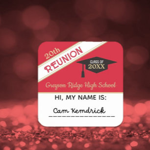 Anpassningsbar Class Reunion Namn bricka Sticker Fyrkantigt Klistermärke
