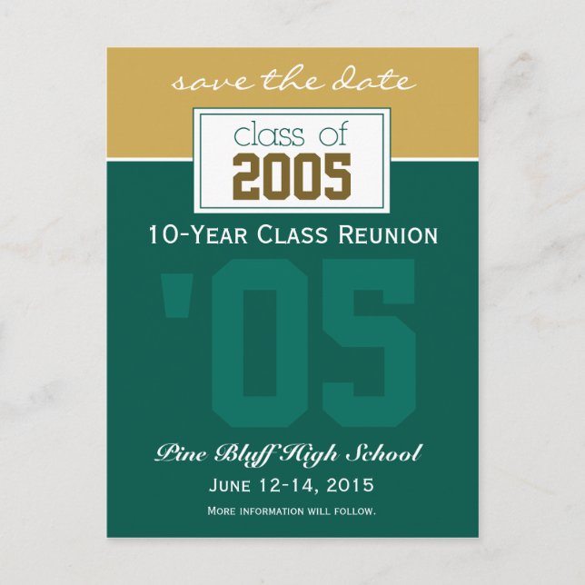 Anpassningsbar Class Reunion Spara-the-Date-meddel Vykort (Framsida)
