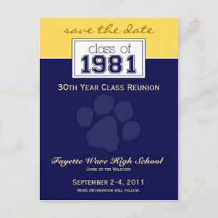 :anpassningsbar Class Reunion Spara-the-Date Notif Vykort