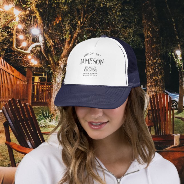 Anpassningsbar Classic Arch Script Family Reunion Keps (Planning a family reunion? Create your own custom matching hats for guests to enjoy!)