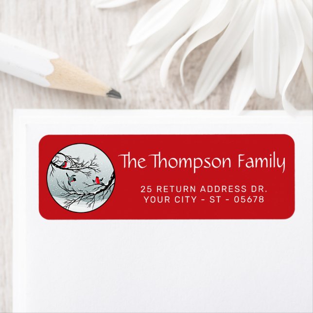 Anpassningsbar Classic Birds Snö liggande Returadr Returadress Etikett (Insitu)