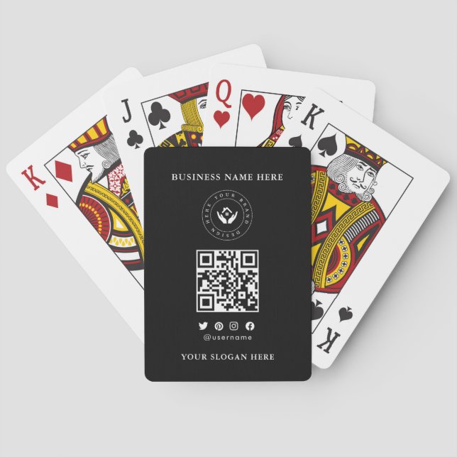 Anpassningsbar Classic Business Logotyp & QR-kod Casinokort (Baksidan)