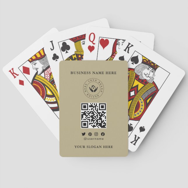 Anpassningsbar Classic Business Logotyp & QR-kod Casinokort (Baksidan)