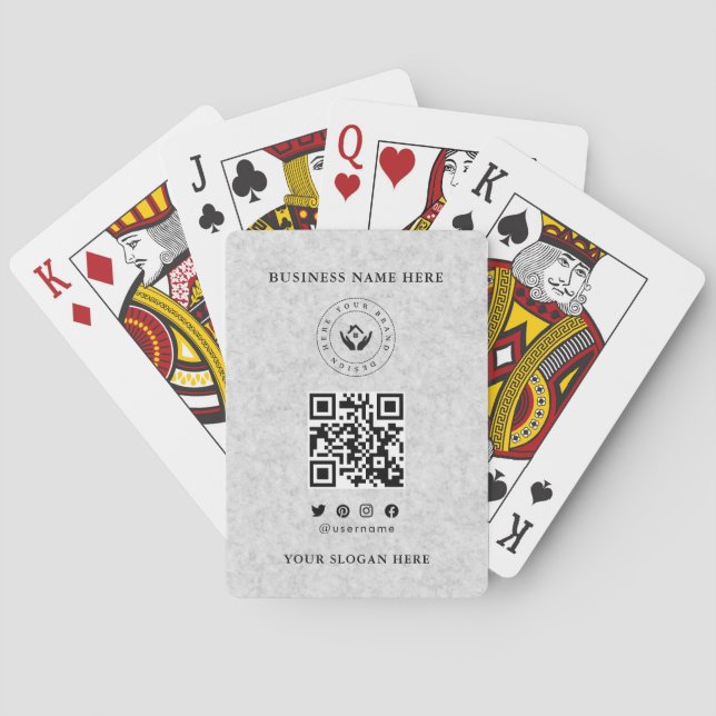 Anpassningsbar Classic Business Logotyp & QR-kod Casinokort (Baksidan)