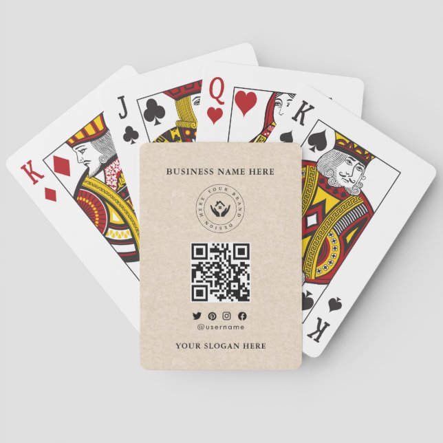 Anpassningsbar Classic Business Logotyp & QR-kod Casinokort (Baksidan)