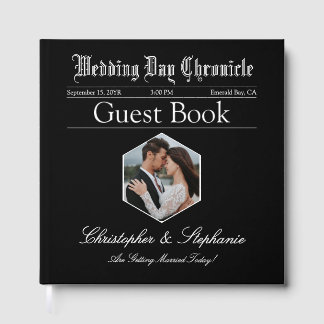 Anpassningsbar Classic Calligraphy Photo Newspaper Gästböcker