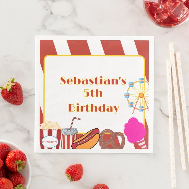 Anpassningsbar Classic Carnival Födelsedagsfest Pappersservett (Insitu)