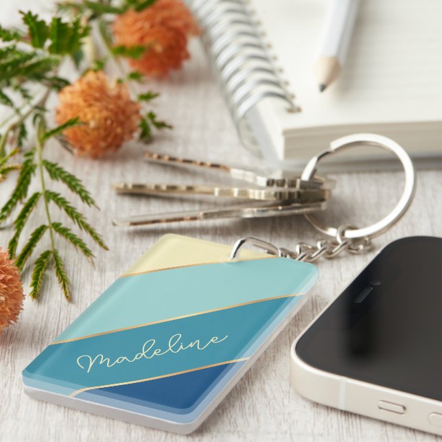 Anpassningsbar Classic Cute Blue Teal Grönt Gult R (Högra Framsidan)