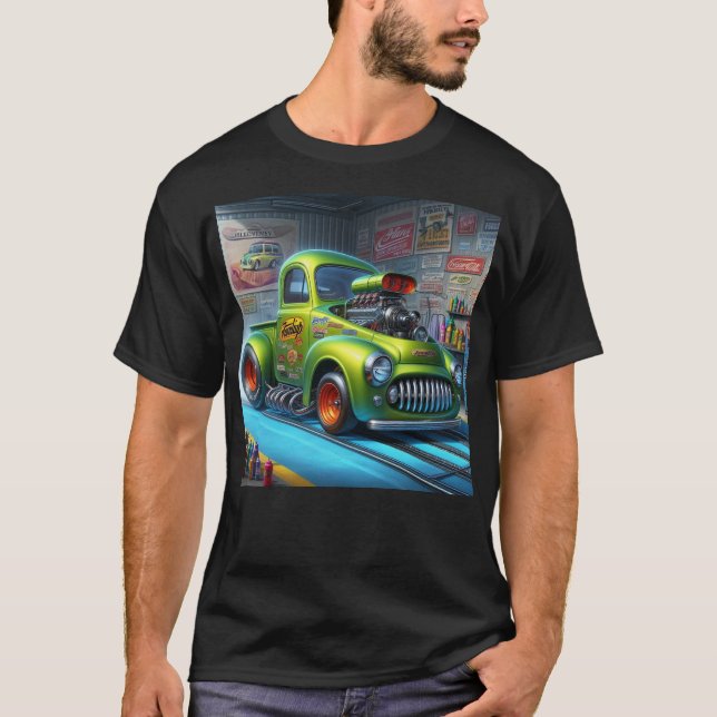 Anpassningsbar Classic Dragster car lastbil T-Shir T Shirt (Framsida)