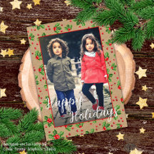 Anpassningsbar Classic Helgdag Grönt Holly Red Ber