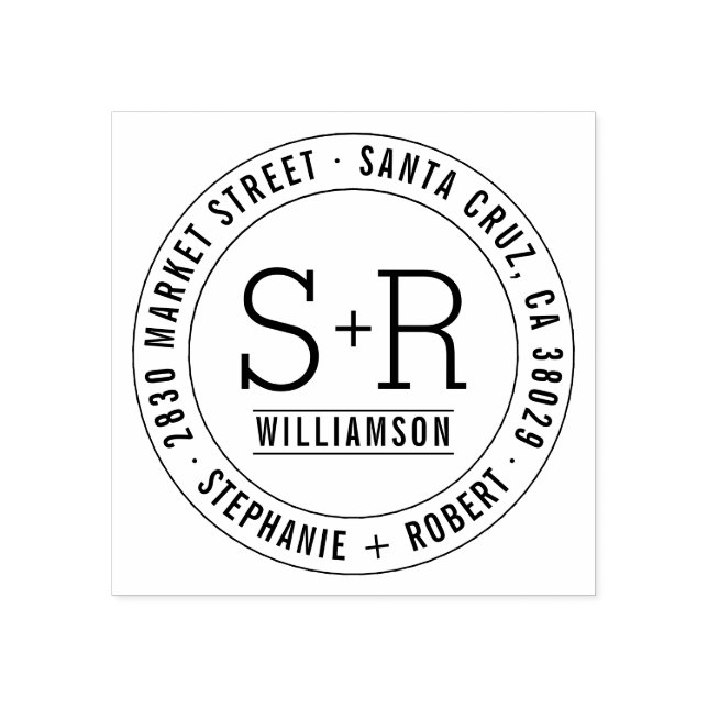 Anpassningsbar Classic Initialer Bröllop Returadre Stämpel (Tryck)